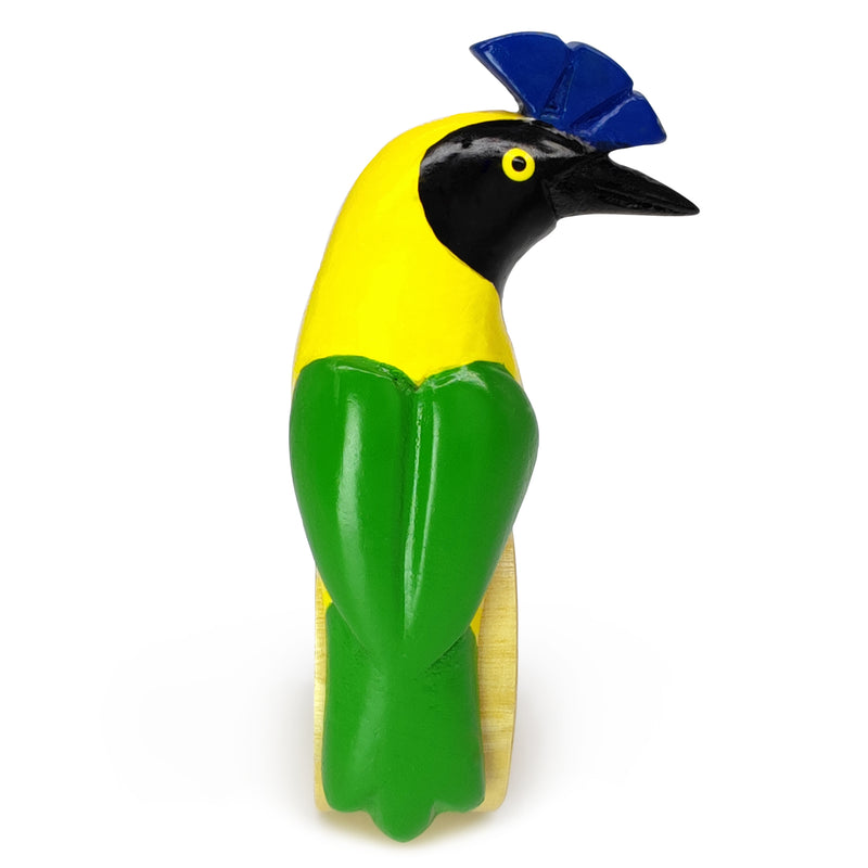 DECORATIVE NAPKIN RING - Green jay - Hand-carved and painted wood