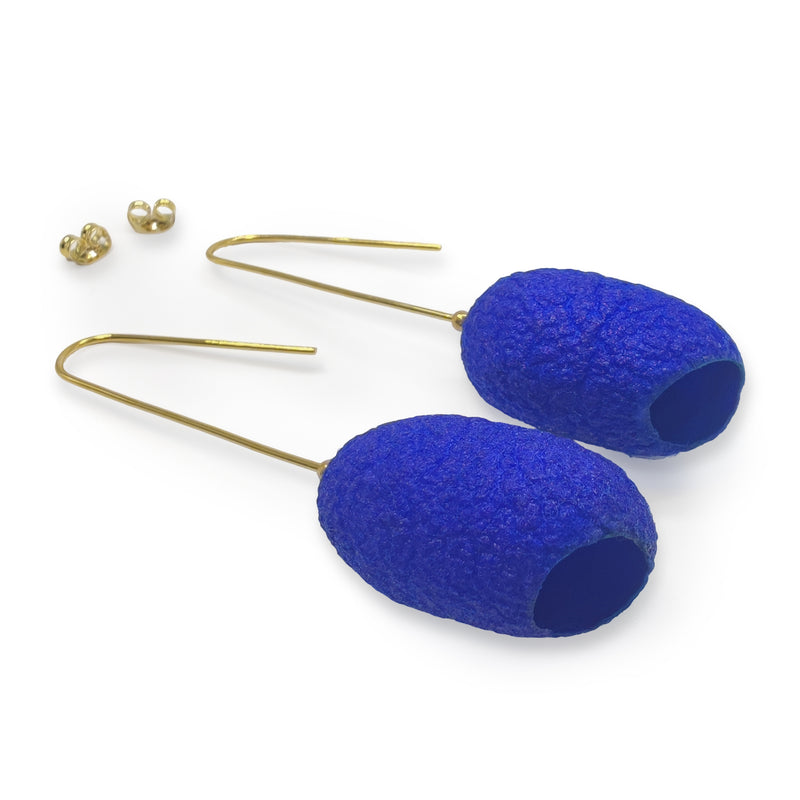 COCOON CLASSIC EARRINGS - Handmade - 24K gold-plated - Silk cocoons