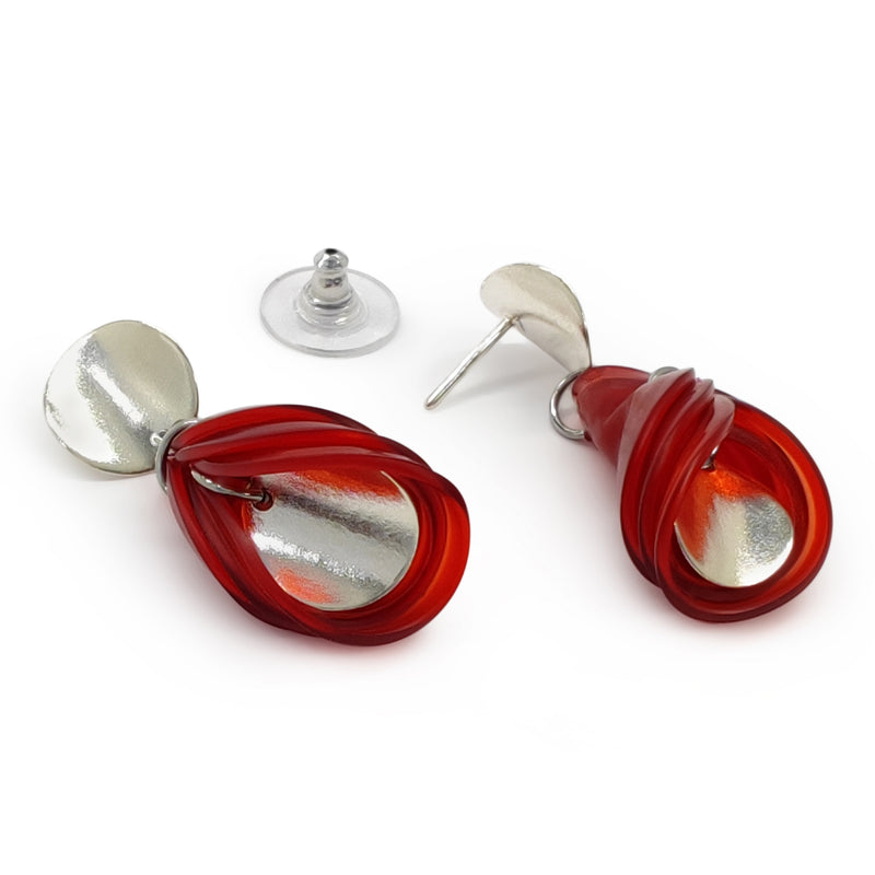 ECOGLOW EARRINGS - Handmade - Sterling silver 925 - Recycled bottle cap plastic liners