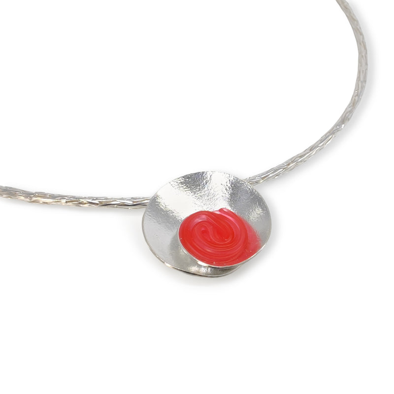 ECOSENS NECKLACE - Handmade - Fine silver 999 & sterling silver 925 - Recycled bottle cap plastic liners