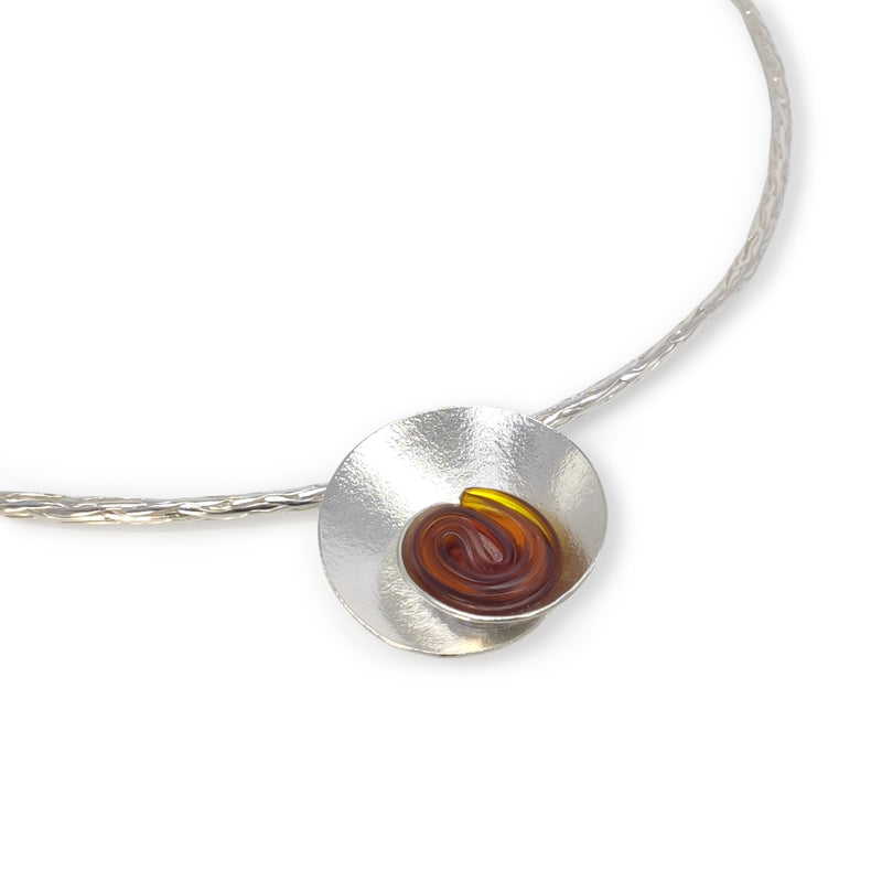 ECOSENS NECKLACE - Handmade - Fine silver 999 & sterling silver 925 - Recycled bottle cap plastic liners