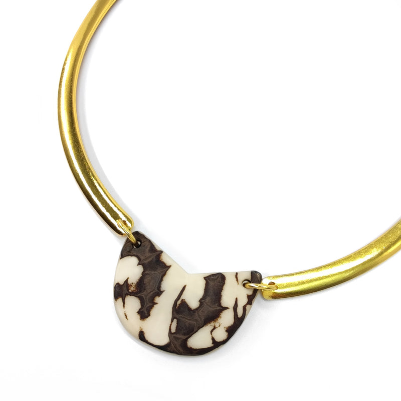NOZELA NECKLACE - Handmade - 24K gold-plated - Tagua (vegetable ivory)