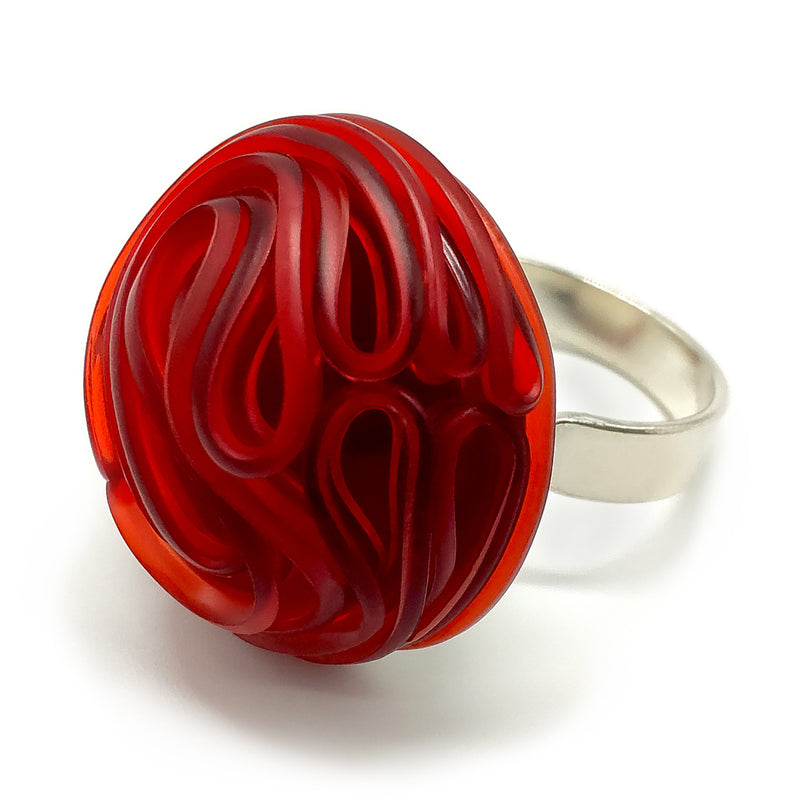 ECOTOPIA RING - Handmade - Adjustable - Sterling silver 925 - Recycled bottle cap plastic liners