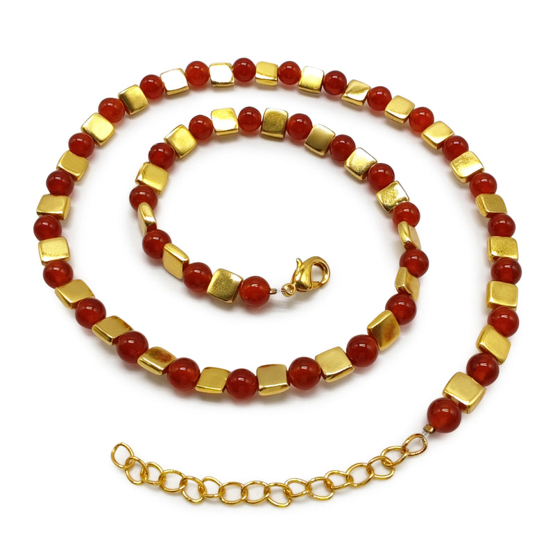 COLAR DORA - Feito à mão - Banhado a ouro de 24 quilates - Ágatas