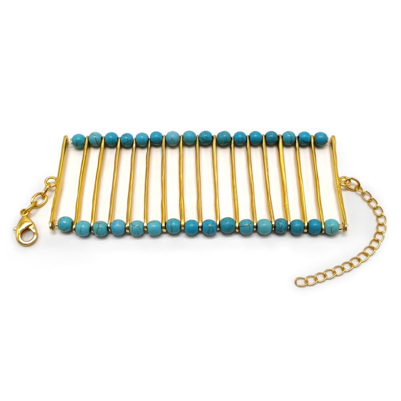 BRACELETE ELEGANCIA - Feita à mão - Banhada a ouro de 24 quilates - Turquesas
