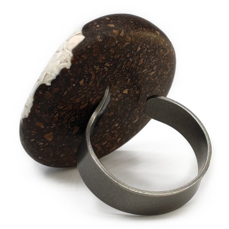 CAFECITA RING - Handmade - Adjustable - Coffee grounds, crushed eggshells