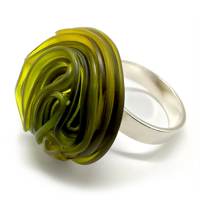 ECOTOPIA RING - Handmade - Adjustable - Sterling silver 925 - Recycled bottle cap plastic liners