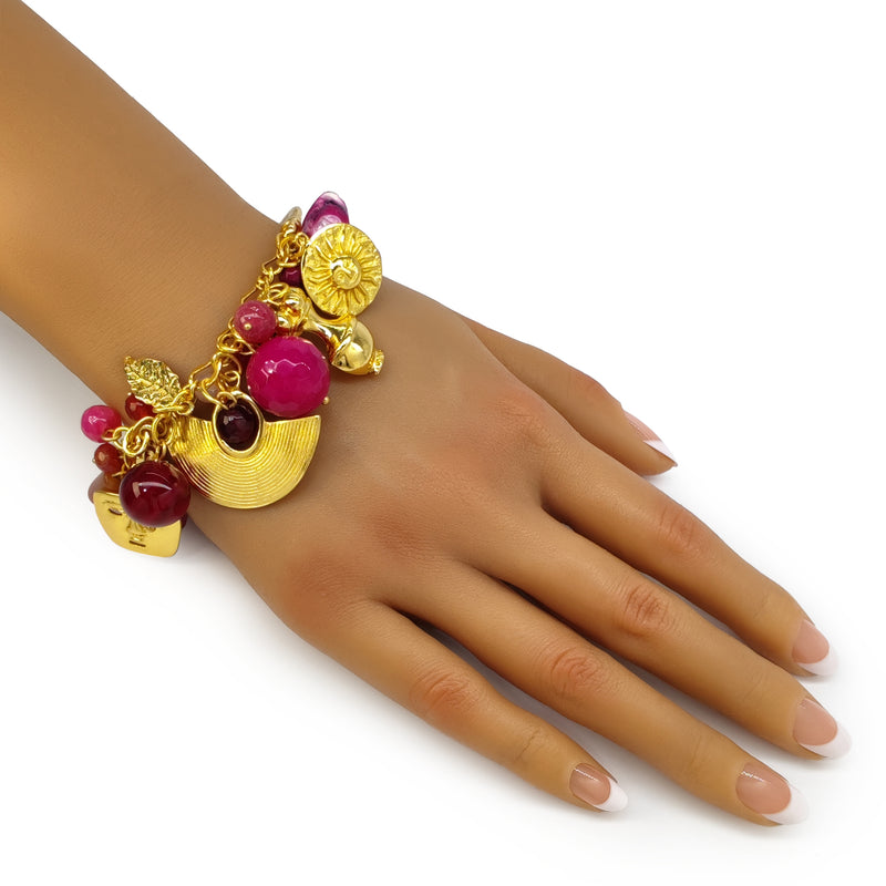 ENCANTO BRACELET - Handmade - 24K gold-plated - Agates, mother-of-pearl