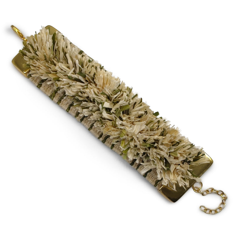 BRACELET MAÏZA - Fabrication artisanale - Doré à l'or fin 24 carats - Feuilles de maïs