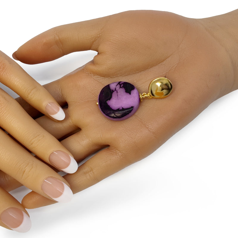 SOLISE EARRINGS - Handmade - 24K gold-plated - Tagua (vegetable ivory)