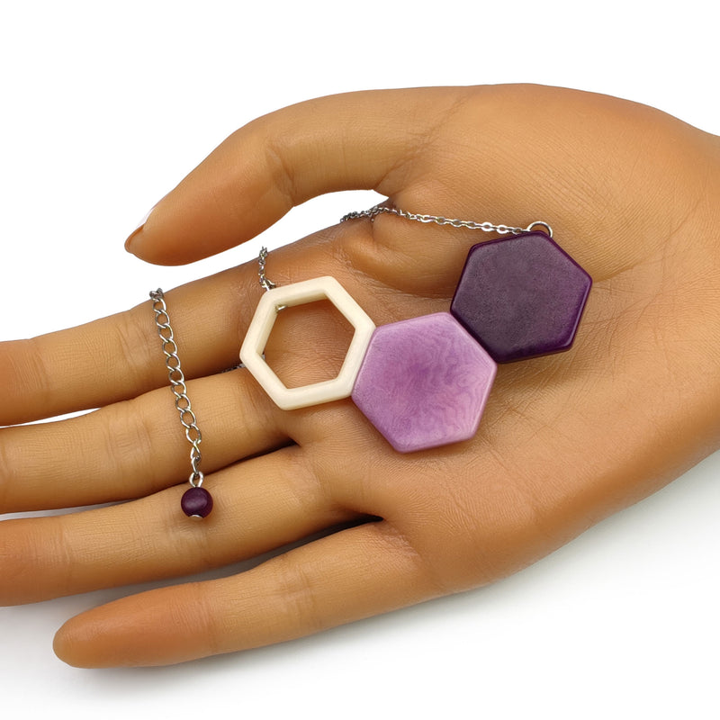 TRIPTYCH NECKLACE - Handmade - Stainless steel - Tagua (vegetable ivory)