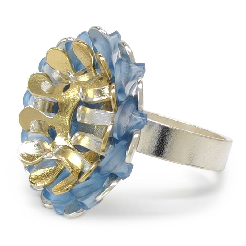 ECOSOL RING - Handmade - Adjustable - Sterling silver 925 and 24K gold-plated - Recycled bottle cap plastic liners