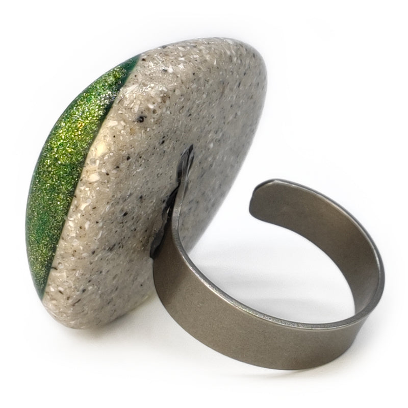 GRANITA RING - Handmade - Adjustable - Crushed cement, crushed eggshells, bronze powder