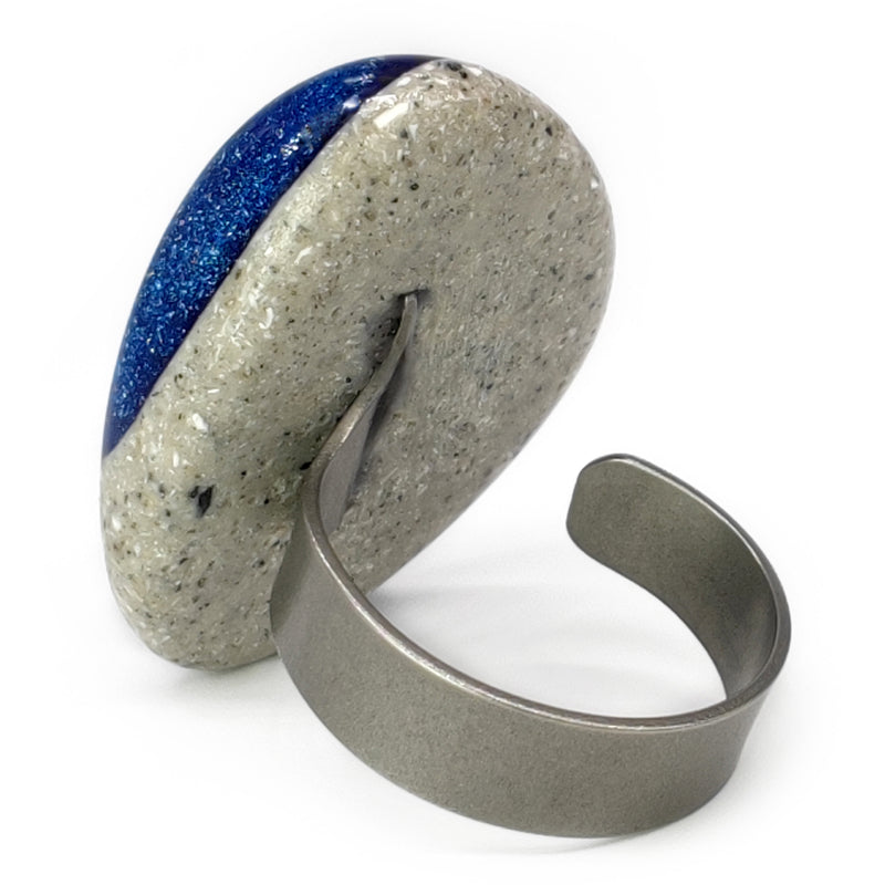 GRANITA RING - Handmade - Adjustable - Dark and light crushed cement, aluminum powder