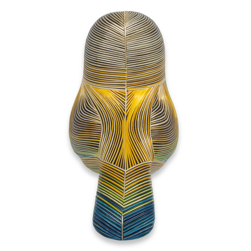 AVE DECORATIVA ANDINA - A arte do tamo - Madeira decorada com palha de trigo e cevada (marchetaria de palha)