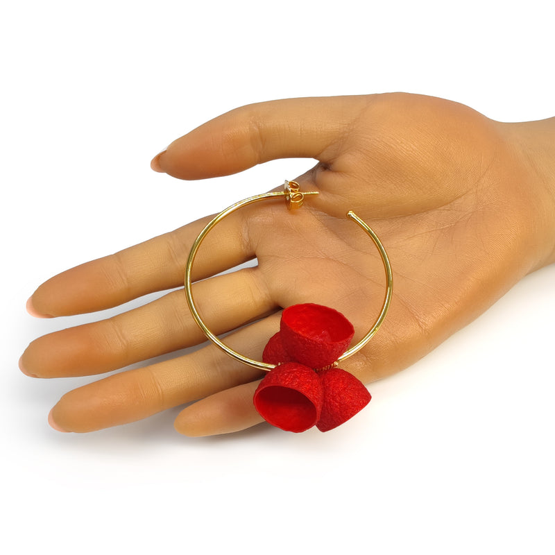 COCOON BLOOM EARRINGS - Handmade - 24K gold-plated - Silk cocoons