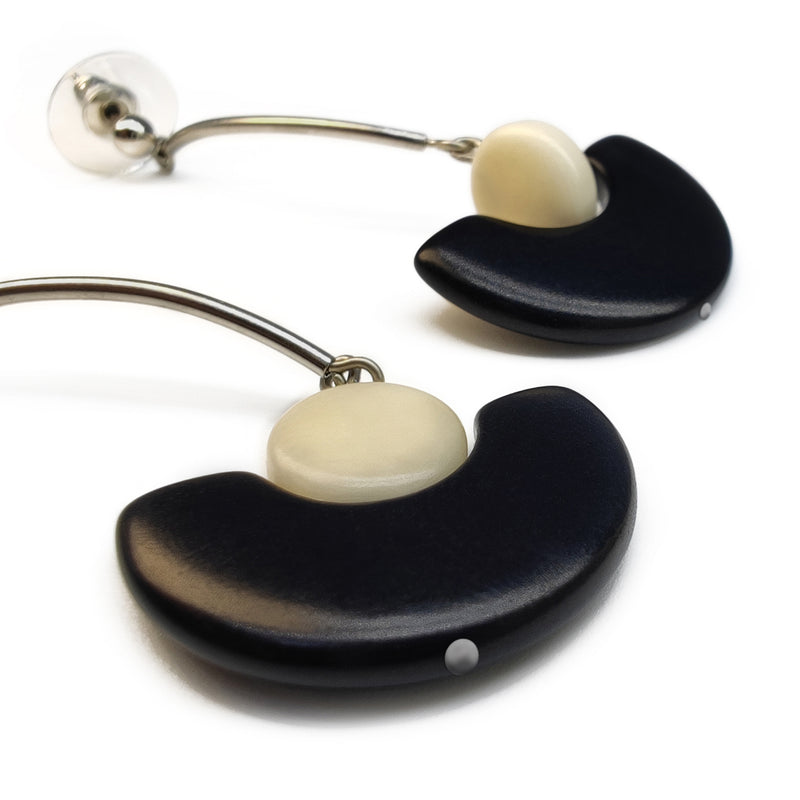 LUNA EARRINGS - Handmade - Stainless steel - Tagua (vegetable ivory)