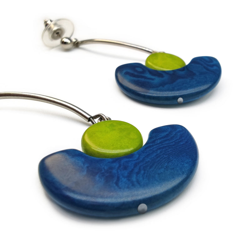 LUNA EARRINGS - Handmade - Stainless steel - Tagua (vegetable ivory)