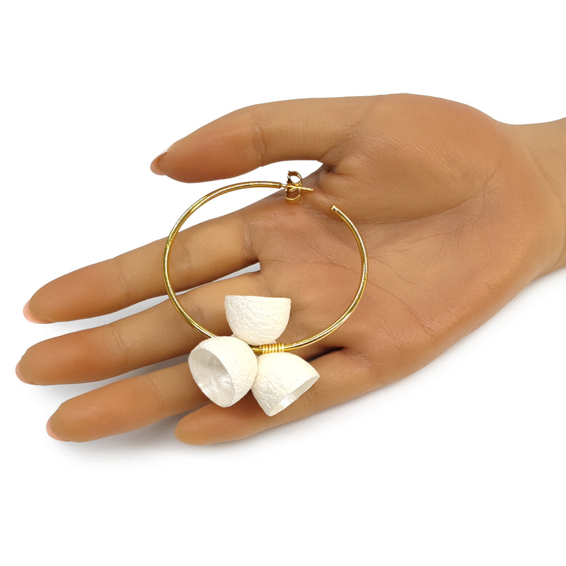 COCOON BLOOM EARRINGS - Handmade - 24K gold-plated - Silk cocoons