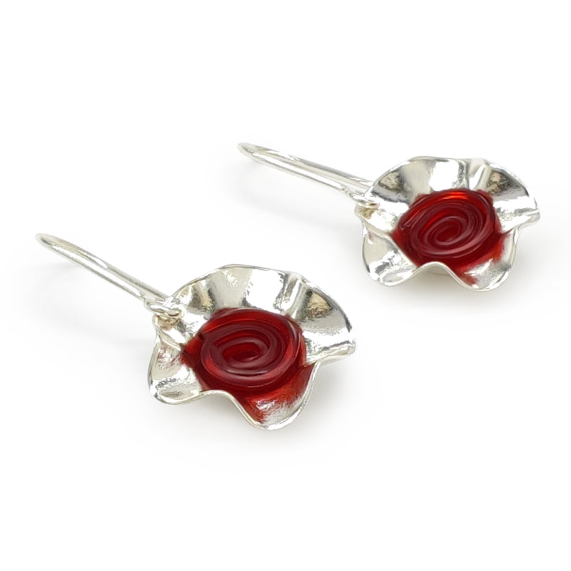 ECOFLOR EARRINGS - Handmade - Sterling silver 925 - Recycled bottle cap plastic liners