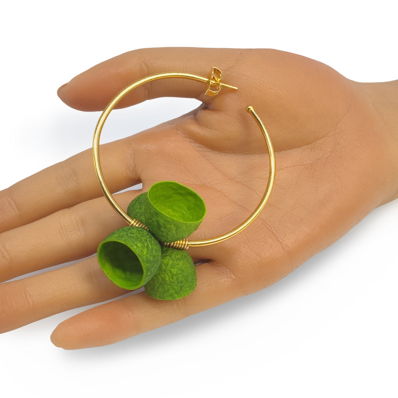 COCOON BLOOM EARRINGS - Handmade - 24K gold-plated - Silk cocoons