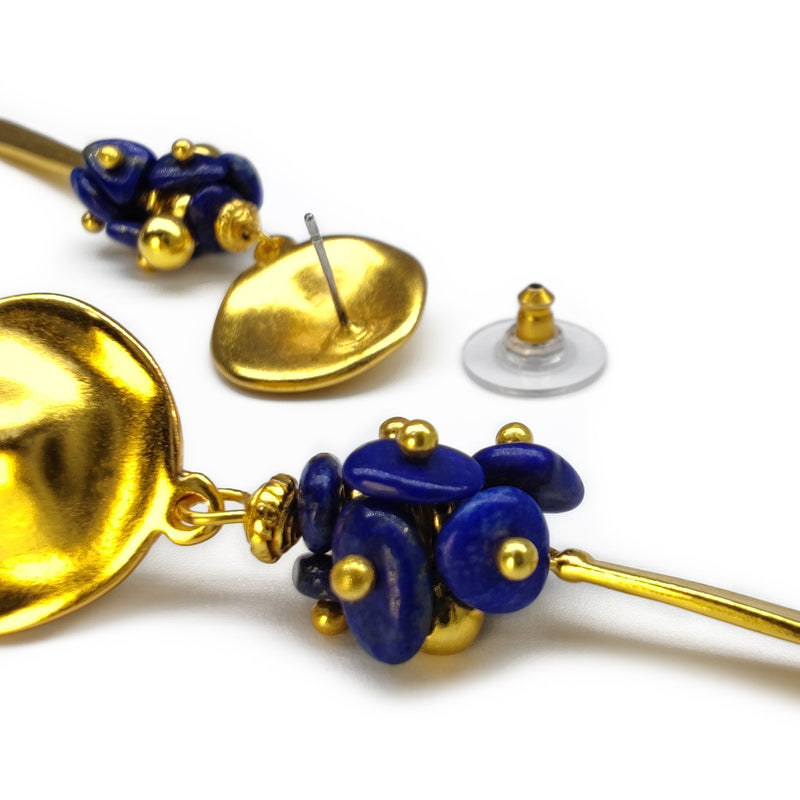 BRINCOS AZULI - Feitos à mão - Banhados a ouro de 24 quilates - Lápis-lazúli