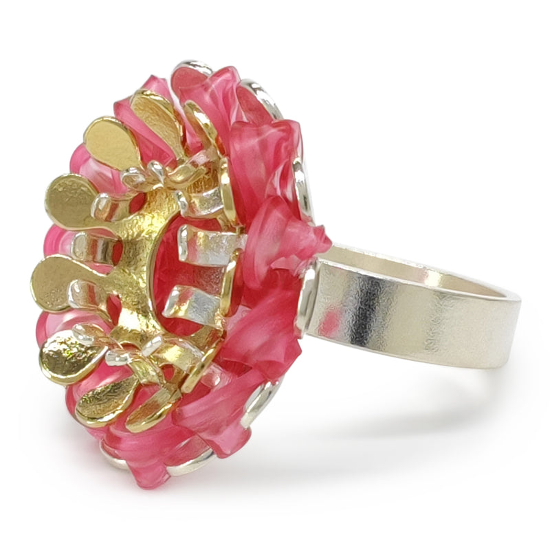 ECOSOL RING - Handmade - Adjustable - Sterling silver 925 and 24K gold-plated - Recycled bottle cap plastic liners