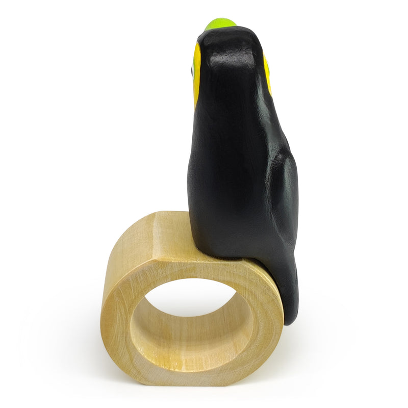 DECORATIVE NAPKIN RING - Toucan - Hand-carved and painted wood