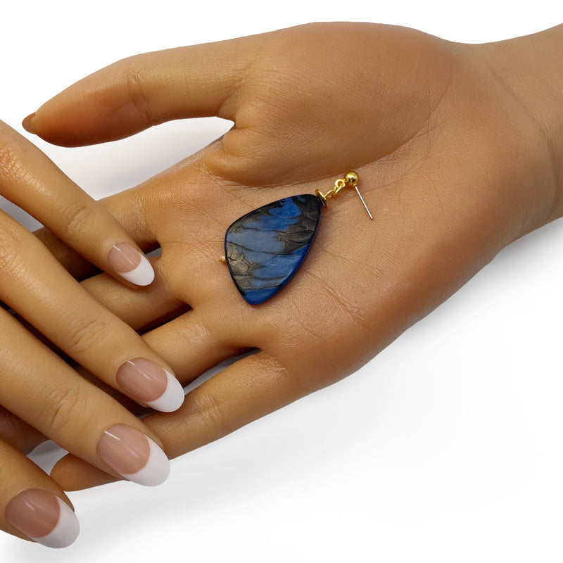 BRINCOS MARIPOSA - Feitos à mão - Banhados a ouro de 24 quilates - Tagua (marfim vegetal)