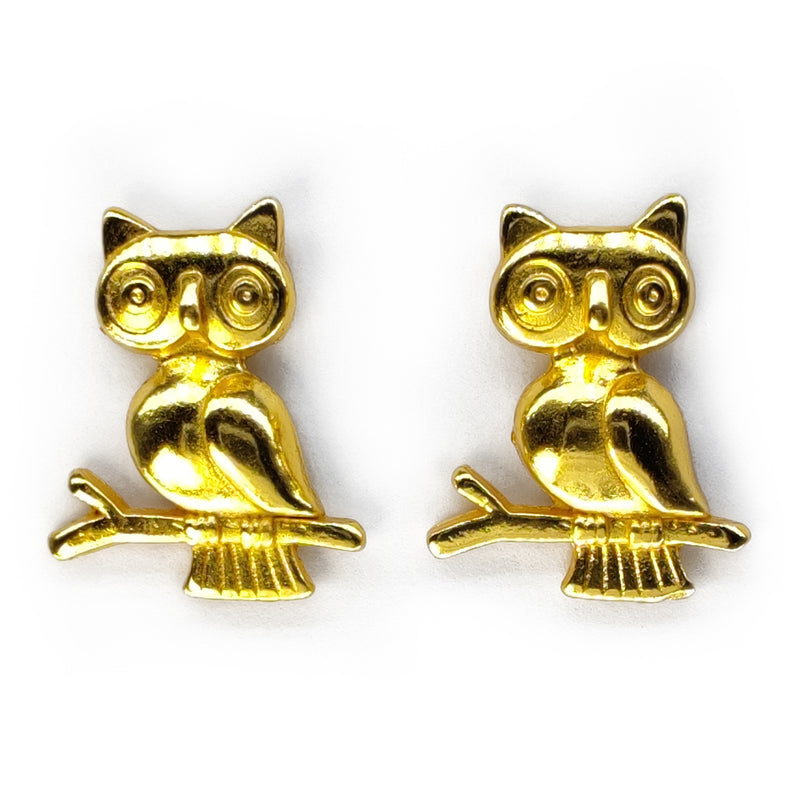 BRINCOS OWLIE - Feitos à mão - Banhados a ouro de 24 quilates
