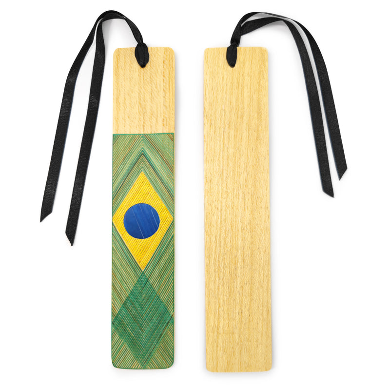 BRAZIL BOOKMARK - NATIONAL TEAMS COLLECTION - Tamo art - Light wood decorated with wheat and barley stalks (straw marquetry)