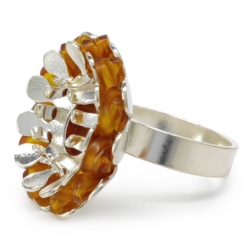 ECOSOL RING - Handmade - Adjustable - Sterling silver 925 - Recycled bottle cap plastic liners