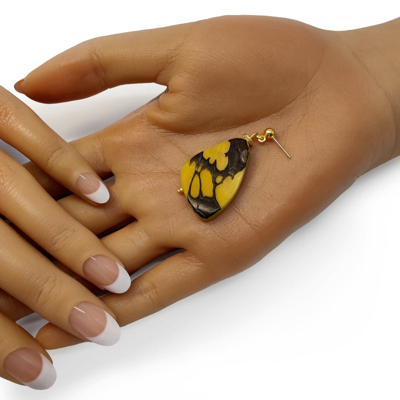 MARIPOSA EARRINGS - Handmade - 24K gold-plated - Tagua (vegetable ivory)
