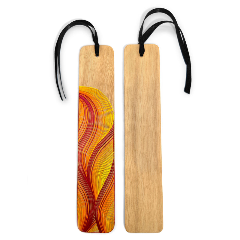 FIRE BOOKMARK - THE FOUR ELEMENTS COLLECTION - Tamo art - Light wood decorated with wheat and barley stalks (straw marquetry)