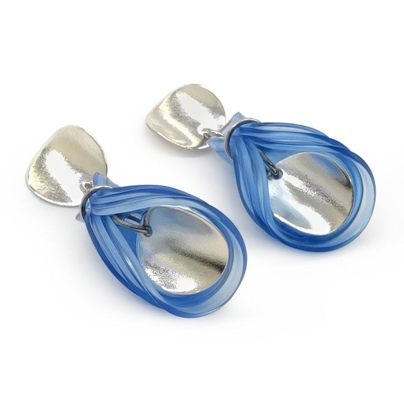 ECOGLOW EARRINGS - Handmade - Sterling silver 925 - Recycled bottle cap plastic liners