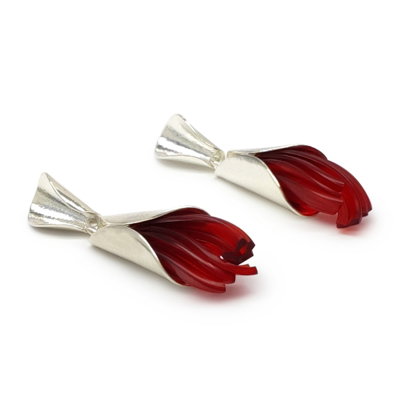 ECOTHEA EARRINGS - Handmade - Sterling silver 925 - Recycled bottle cap plastic liners