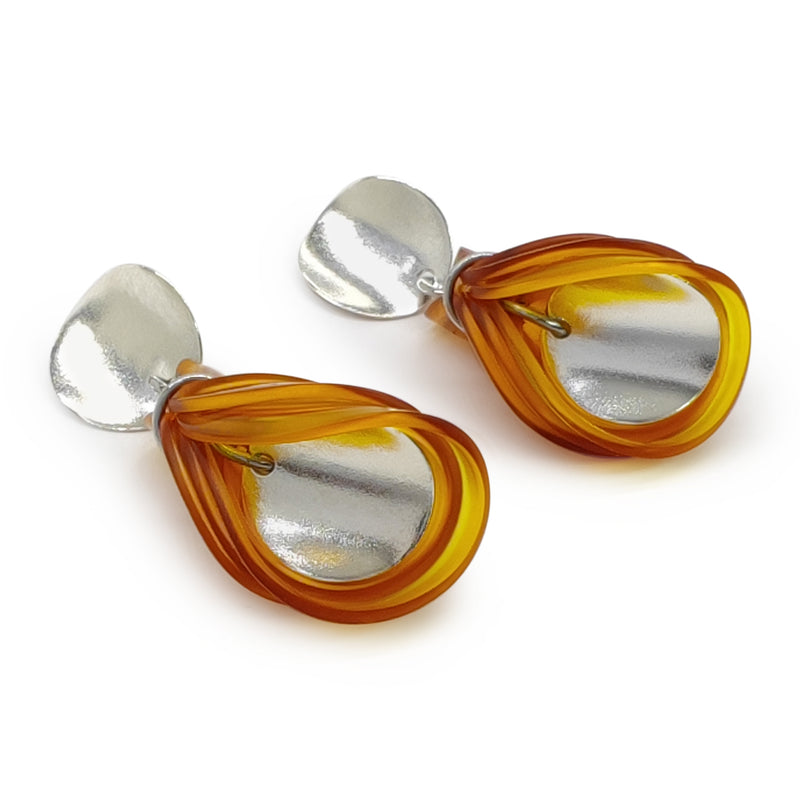 ECOGLOW EARRINGS - Handmade - Sterling silver 925 - Recycled bottle cap plastic liners