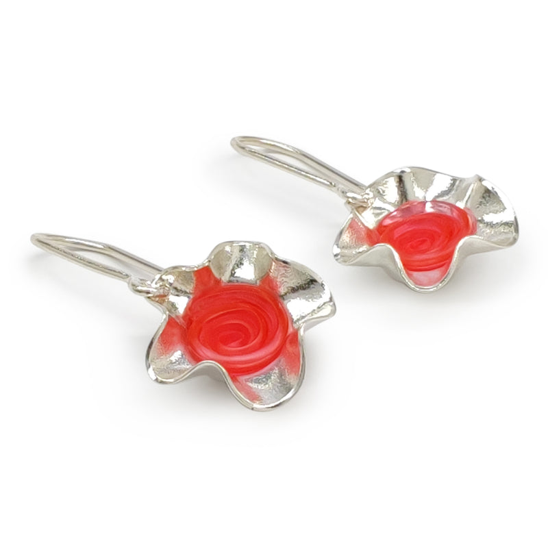 ECOFLOR EARRINGS - Handmade - Sterling silver 925 - Recycled bottle cap plastic liners