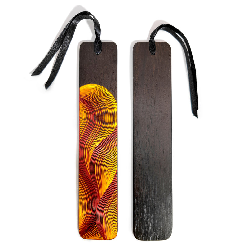 FIRE BOOKMARK - THE FOUR ELEMENTS COLLECTION - Tamo art - Dark wood decorated with wheat and barley stalks (straw marquetry)