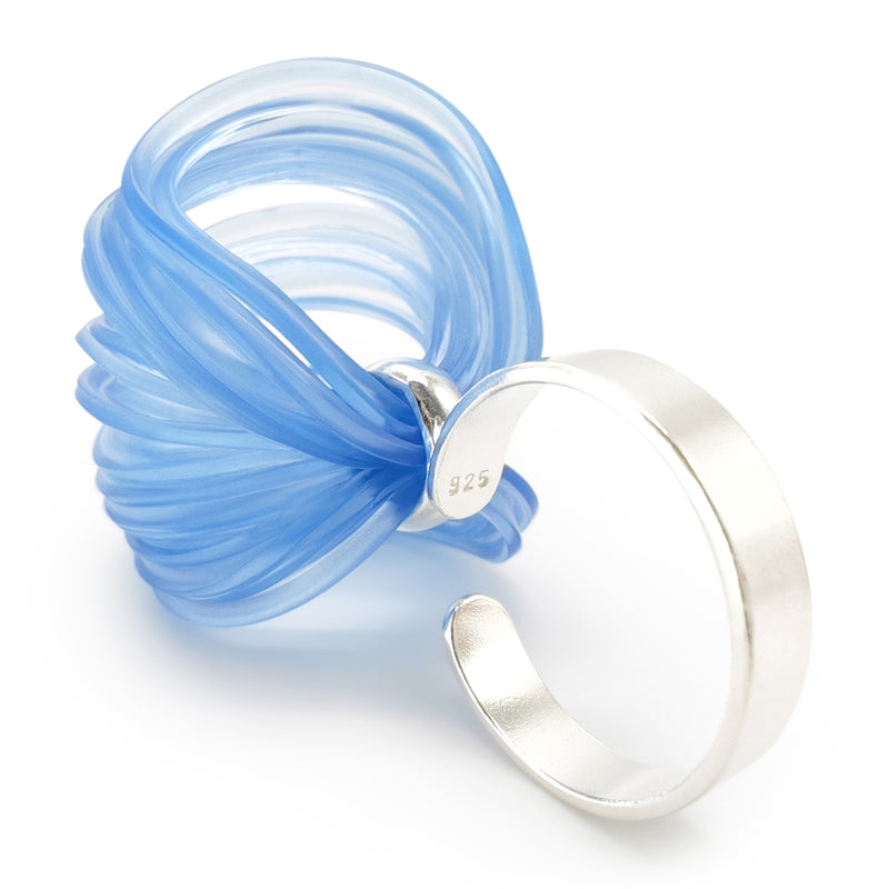 ECOBLOOM RING - Handmade - Adjustable - Sterling silver 925 - Recycled bottle cap plastic liners