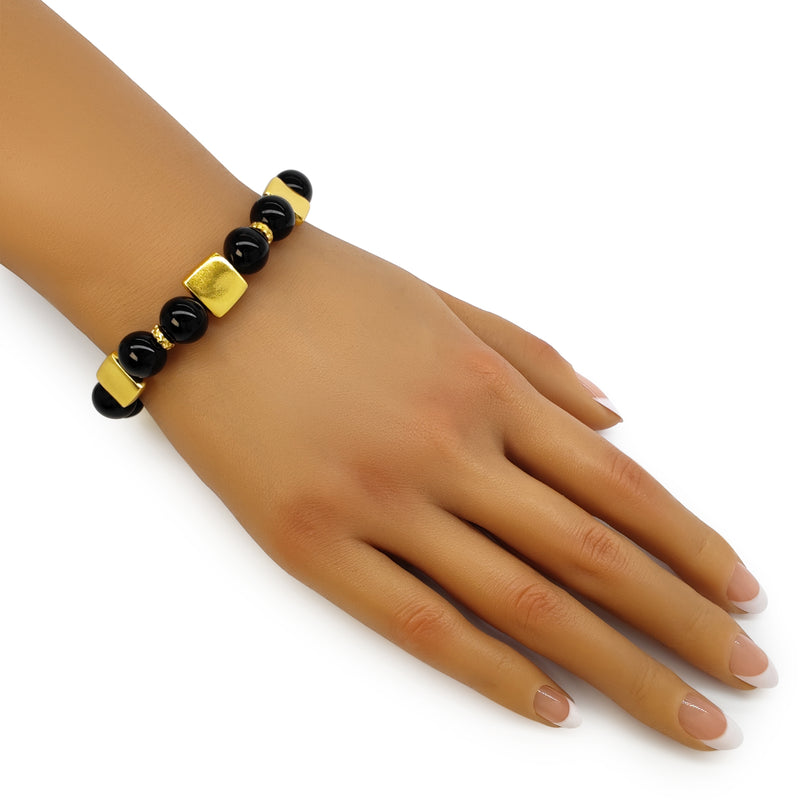 QUIMBAYA BRACELET - Handmade - 24K gold-plated - Onyx
