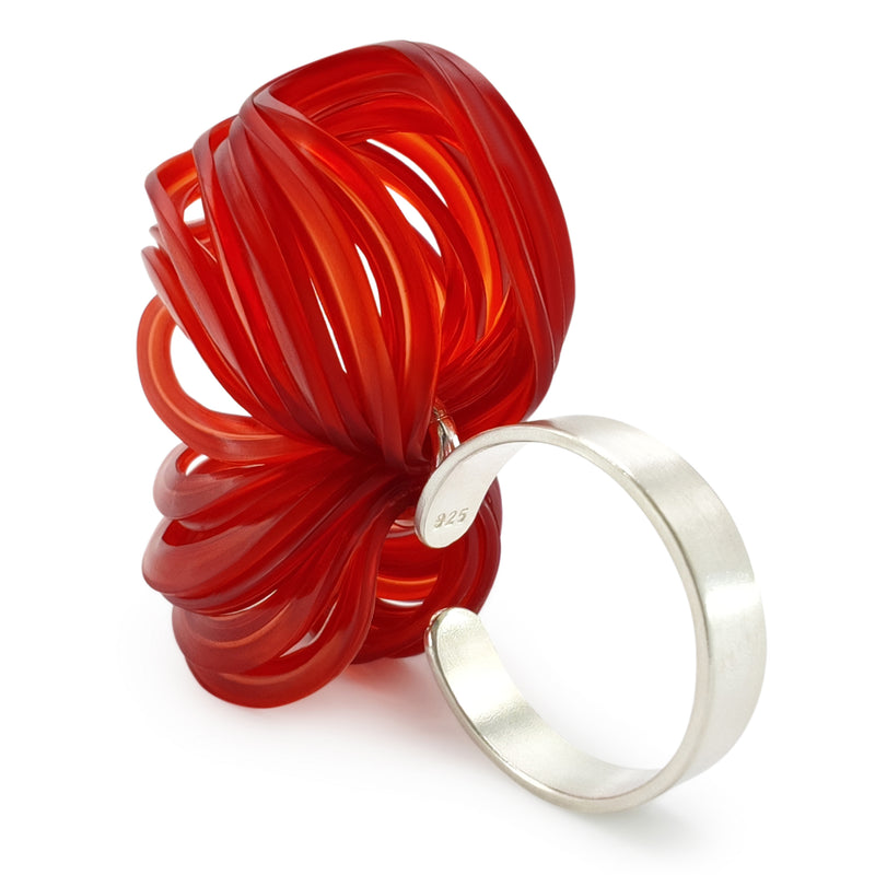 ECOBLOOM RING - Handmade - Adjustable - Sterling silver 925 - Recycled bottle cap plastic liners