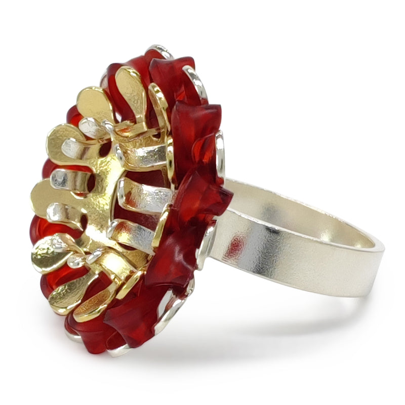 ECOSOL RING - Handmade - Adjustable - Sterling silver 925 and 24K gold-plated - Recycled bottle cap plastic liners