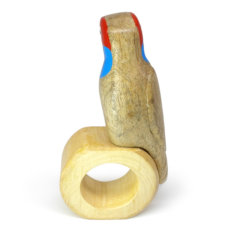 ANILLO DE SERVILLETA DECORATIVO - Guacamayo - Madera tallada y pintada a mano