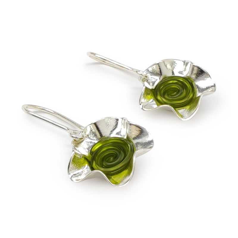 ECOFLOR EARRINGS - Handmade - Sterling silver 925 - Recycled bottle cap plastic liners