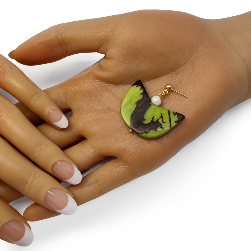 PALMA EARRINGS - Handmade - 24K gold-plated - Tagua (vegetable ivory), cultured pearls