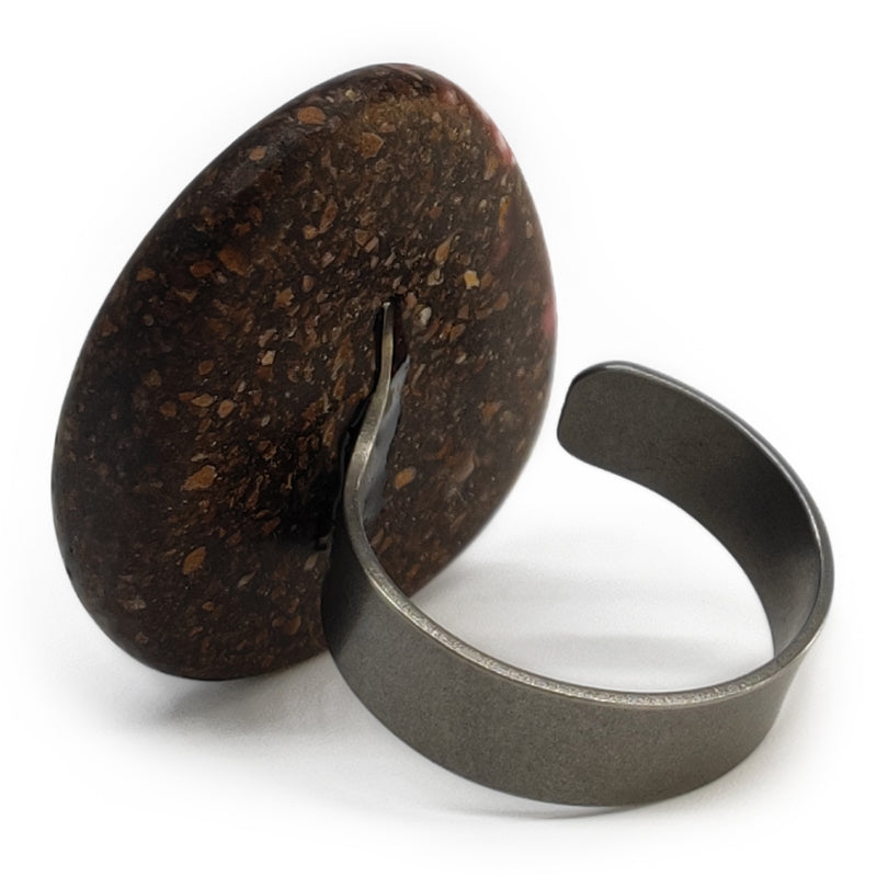 CAFECITA RING - Handmade - Adjustable - Coffee grounds, crushed white corn, recovered wood