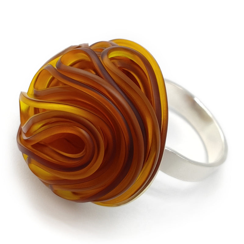 ECOTOPIA RING - Handmade - Adjustable - Sterling silver 925 - Recycled bottle cap plastic liners