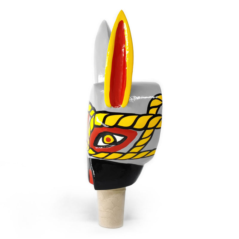 DECORATIVE BOTTLE STOPPER - The carnival donkey - Hand-carved and painted wood