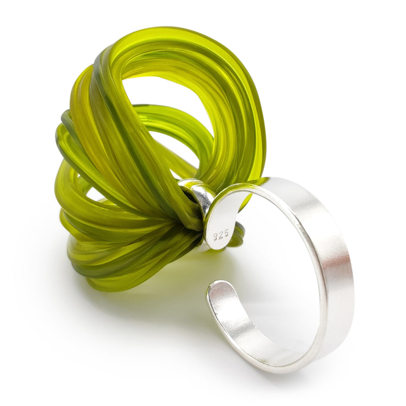 ECOBLOOM RING - Handmade - Adjustable - Sterling silver 925 - Recycled bottle cap plastic liners